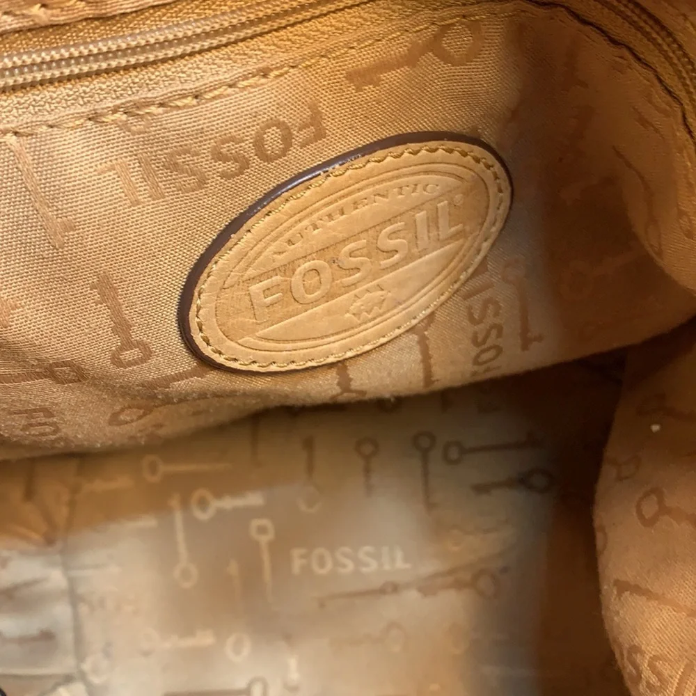 Fossil leather draw-string bucket shoulder bag